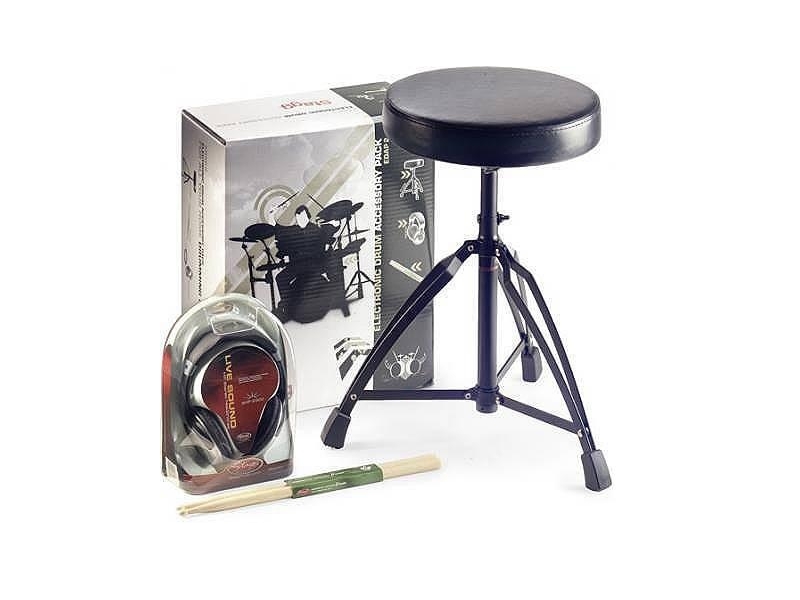Stagg Headphones, Pedal, Sticks & Stool Bundle