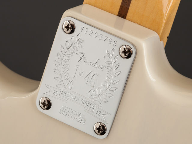 The limited edition neck plates commemorate Fender's founding in 1946