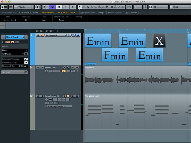 Chord Track and VariAudio 2.0