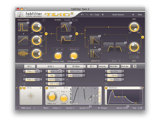 FabFilter Twin 2: you only have to see the bits you're using.