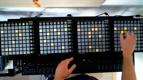 Step sequencing using four Novation Launchpads