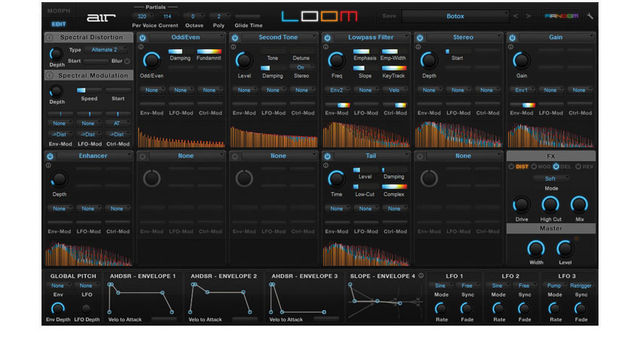 AIR Loom synth Intuitive color-coding makes the Loom graphical user interface easy to understand