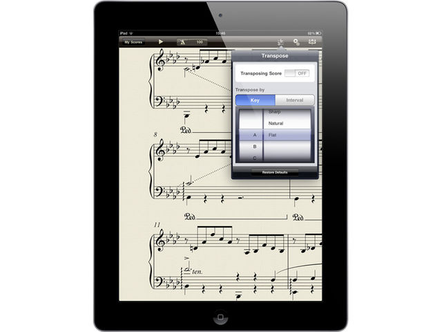Transpose Scorch enables you to transpose your scores to suit.