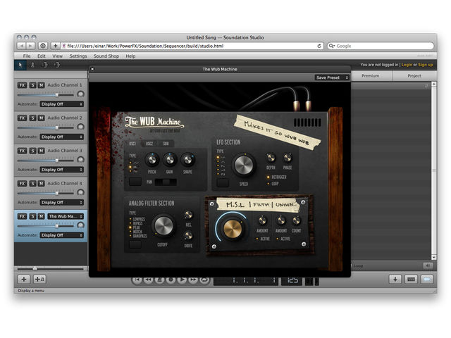 The Wub Machine is one of Soundation's synths.