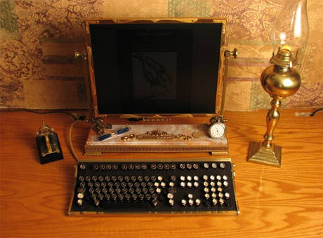 Steampunk workshop flat-panel lcd monitor