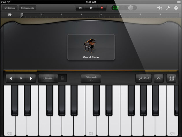 GarageBand for iPad Touch instruments: keyboards