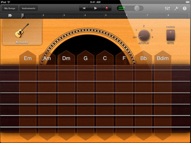GarageBand for iPad Smart instruments: guitar