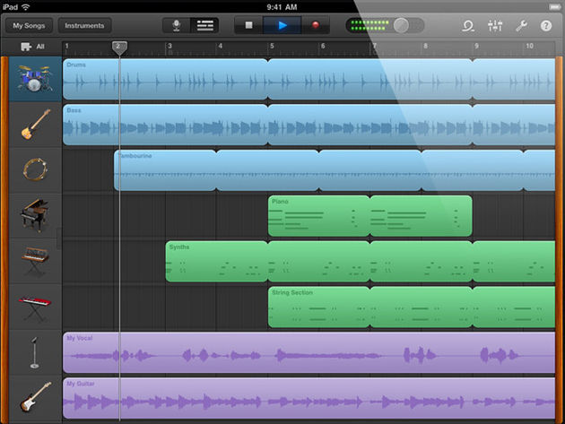 GarageBand for iPad Recording studio: tracks