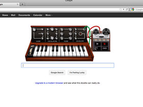 Moog chief engineer Cyril Lance demonstrates the Google Doodle