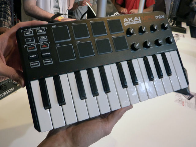 The MPK mini quite literally with MusicRadar's hands on it.