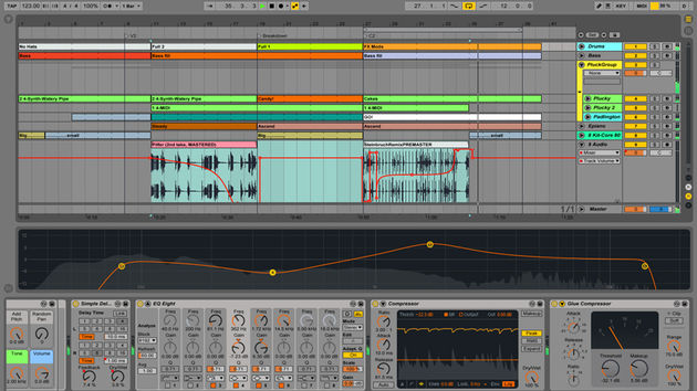 Ableton Live 9 The Arrangement view.
