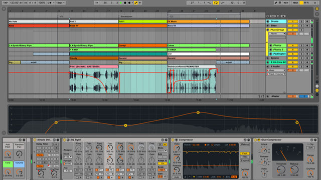 Ableton Live 9 The Arrangement view.