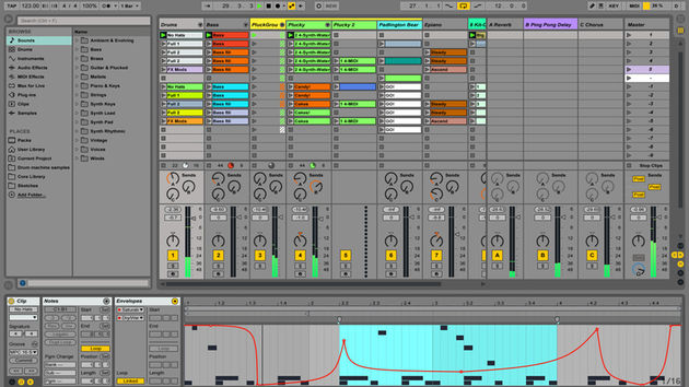 Ableton Live 9 Ableton Live 9's Session view.