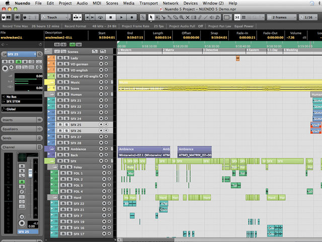 Nuendo 5 can be used for both recording and post production.