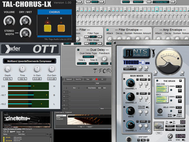 Chorus, compressor, trance gate and techno plug-ins