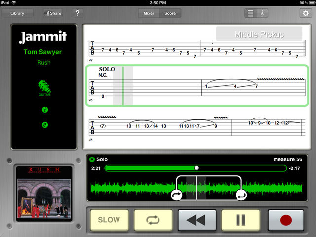 Tab View - Score View displaying tablature for those that don't read standard notation