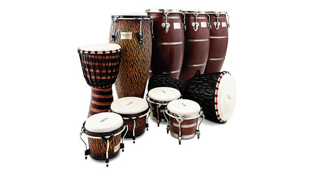 All the conga and bongo shells are made using solid barrel staves of Siam oak, while the djembes are carved from sun-dried mango