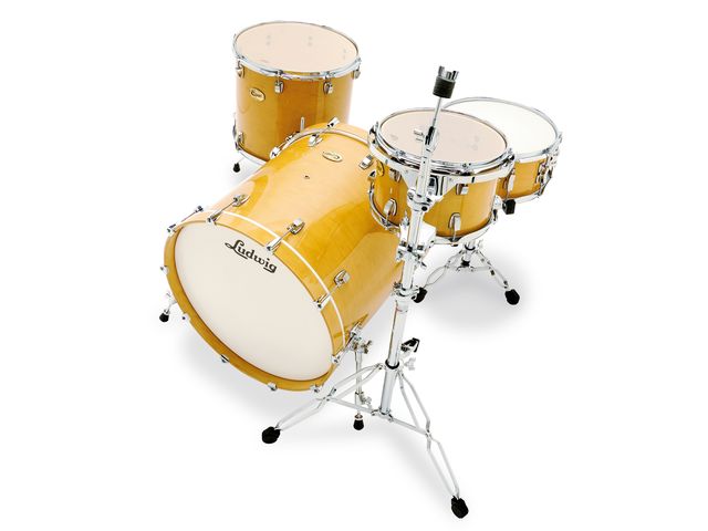 Ludwig Centennial Kit The fashionable 20"-deep bass drum with small mass mini Classic lugs works great with a double pedal