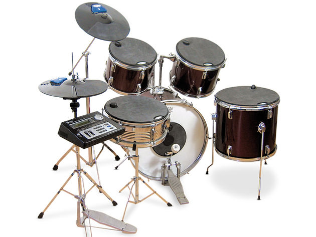 The EPad Kit muffles the acoustic kit and has built-in triggers