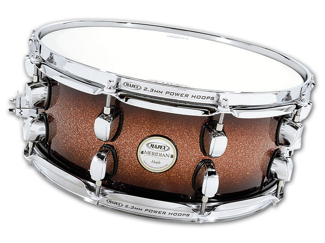 Mapex Meridian Maple Kit The all-maple shells feature a new bearing edge and the snare drum has 10 lugs for tuning accuracy, all in the new low-mass design