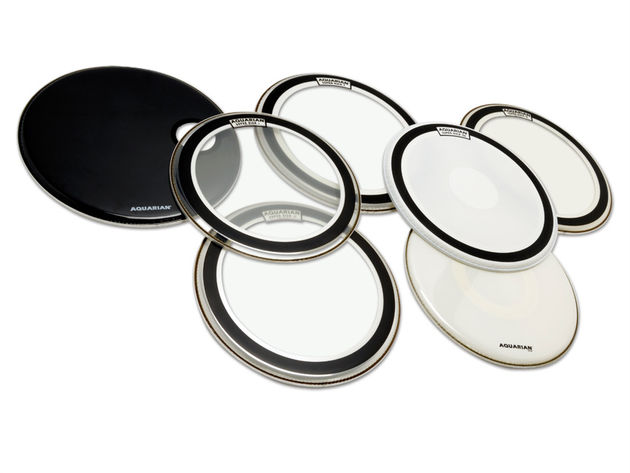 The 22" Super-Kick II (top right) is Aquarian's larger twin ply bass drum head