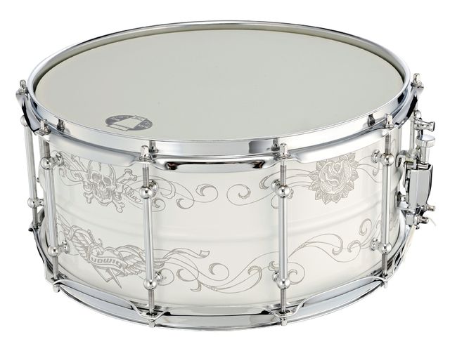 The Corey Miller is laser-engraved with the tattoist's trademark rose and dragon designs.