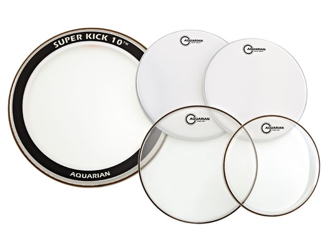Aquarian Power Trio Heads The Super Kick 10 bass drum head has a felt muffle ring mounted on the shell side of the head.