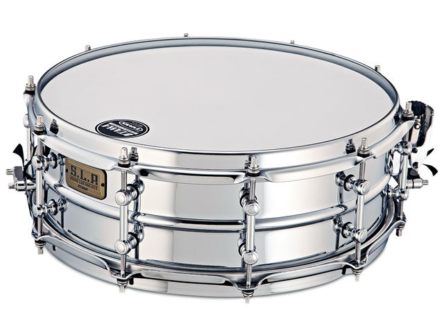 Tama SLP Metal Snare Drums The aluminium snare includes triple-flanged 'SoundArc' steel hoops.