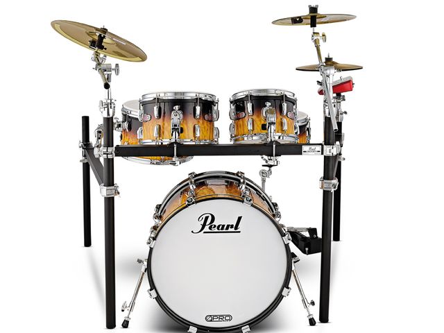 Pearl E-Pro Live drum kit "There remains something peculiarly enthralling about being sat behind a standard-sized set-up, with real sized drums. Which is pretty much what you get with the E-Pro"