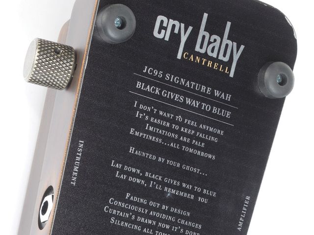 Dunlop Crybaby Jerry Cantrell Wah Complete with Alice In Chains lyrics on the base.