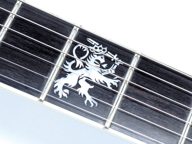 BC Rich Zoltan Bathory Signature ASM If you only have one inlay, why not make it a sword-waving knuckle duster-crowned lion?