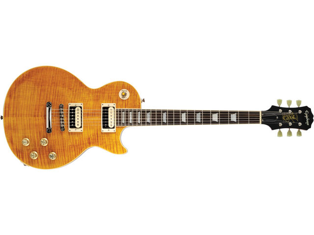 Epiphone Slash 'Appetite' Les Paul Sensibly, the Epi hasn't deviated from the classic Les Paul mahogany body and maple top.