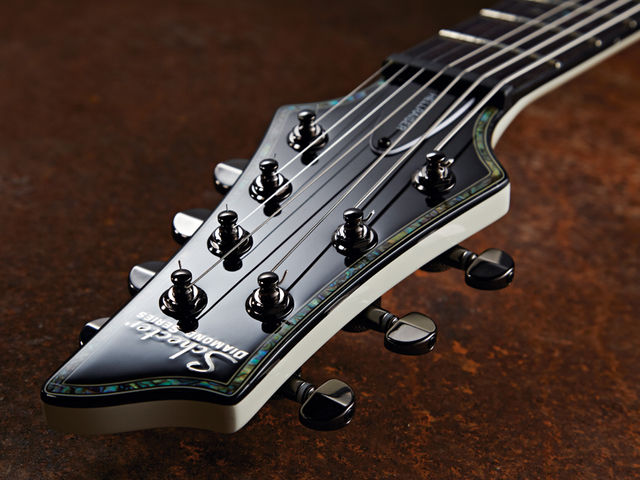 Schecter Hellraiser C-7 The Hellraiser C-7's extended scale length provides the low B string with serious twang.