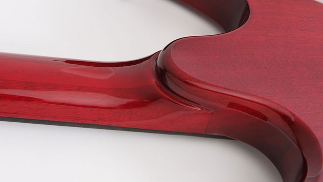 Neck The three-piece mahogany and maple neck is a world away from the skinny RG necks Ibanez fans are used to