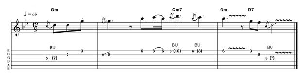 Intro 9: Easy in Gm Without the minor blues, many classic records would never have been heard. This idea focuses on wringing as much emotion out of as few notes as possible, making the most of bends and vibrato. These details are crucial if you are to really get the point across.