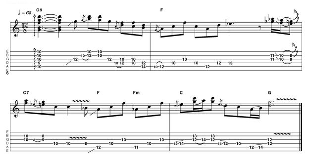 Intro 20: Advanced in C Starting with a raked G9 chord, this intro quickly moves into Hendrix/SRV territory with a series of double-stops. Take your time to find the most comfortable fingerings and don't neglect the all-important quarter-tone 'blues curl'...