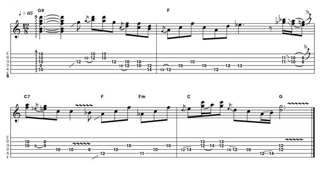 Intro 20: Advanced in C Starting with a raked G9 chord, this intro quickly moves into Hendrix/SRV territory with a series of double-stops. Take your time to find the most comfortable fingerings and don't neglect the all-important quarter-tone 'blues curl'...