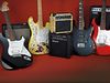 From L-R: Squier 'Stop Dreaming, Start Playing' Pack, Encore SpongeBob Pack, Ibanez GRX70DX Jumpstart and Yamaha Pacifica 012 Starter Pack