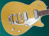 Mahogany body with maple top; mahogany neck; rosewood fingerboard; 24.6" scale; 2 x mini humbuckers; master volume, volume, tone, 3-way pickup selector; chrome hardware; Adjust-o-matic bridge, Licensed Bigsby B50 vibrato