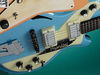 Agathis body with Acousti-Glass top; bolt-on maple neck; rosewood fingerboard; 25" scale; 2 x Wilkinson WVC humbuckers; volume, piezo volume, master tone, 2 x EQ; tailpiece and bridge with piezo pickup, die-cast machineheads; blue, black, cream, red or green finish