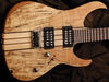 Mahogany body, spalt maple top; 5-ply maple and mahogany thru construction neck; Indian rosewood fingerboard; 25.5" scale; Spear M-PAF Monster Pole humbuckers; volume, tone, 5-way pickup selector; die-cast tuners, string-thru tailpiece; natural open pore finish