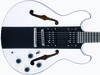 Adam Black HS Centre review £219; Laminated maple body with solid centre block; set maple neck; ebony fingerboard with 12th fret dot inlay; 24.75" scale; 2x open-coil ASBO humbuckers; 2 x volume, 2 x tone; black hardware; white/black/white or black/white/black finish