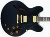 Vintage VSA555 review £359; Maple body with laminated top; set maple neck; rosewood fingerboard with block inlays; 2 x Wilkinson Alnico humbuckers; 24.75" scale; gold tulip tuners, tune-o-matic bridge and stop bar; 2 x volume, 2 x tone, 3-way pickup selector; ebony finish