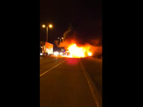 Fear Factory escape tour bus fire - with video!