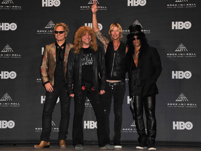 Rock And Roll Hall Of Fame inductees for Guns N' Roses (from left) Matt Sorum, Steven Adler, Duff McKagan and Slash in Cleveland, Ohio, 14 April