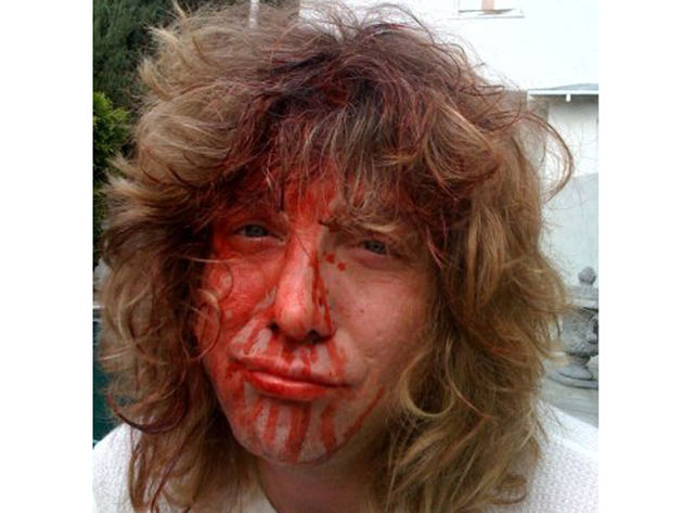 Steven Adler gets his head drilled! ...but Adler's still standing! The things one does for show biz