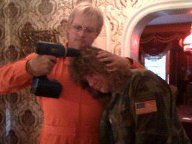 Steven Adler gets his head drilled! Head like a hole. Dahmer's got the upper hand here...