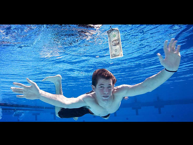 Nirvana's Nevermind baby recreates classic album cover