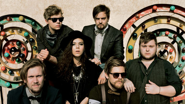 Big band, big sound. Brynjar Leifsson (second from left) with Of Monsters And Men