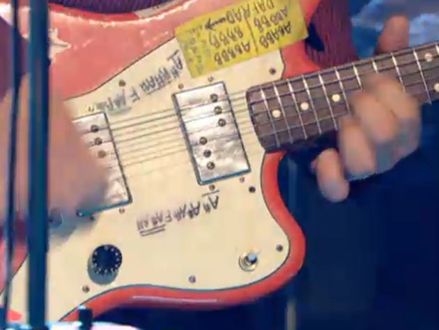 Lee Ranaldo's Jazzblaster complete with scrawled tunings